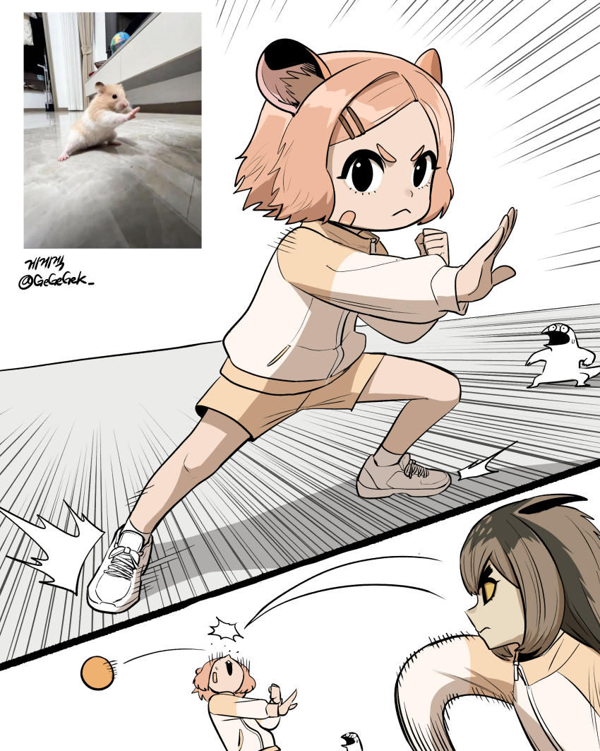 absurdres, artist_name, artist_self-insert, ball, barn_owl, bird, bird_girl, black_eyes