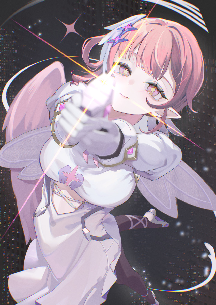 1girl, absurdres, angel, angel_wings, breasts, chaos_zero_nightmare, closed_mouth, clothing_cutout