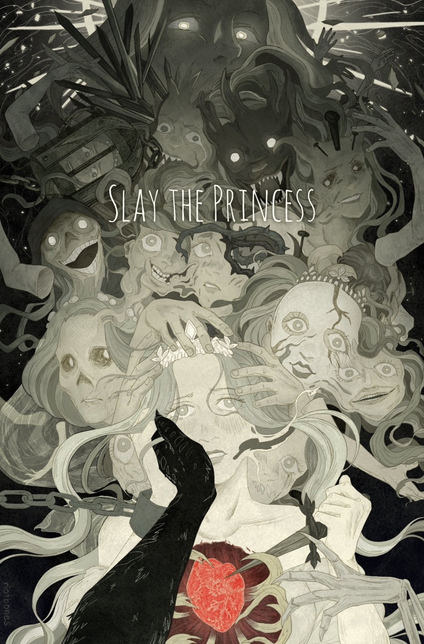 birdcage, cage, chain, commentary, copyright_name, cuffs, dagger, exposed_heart