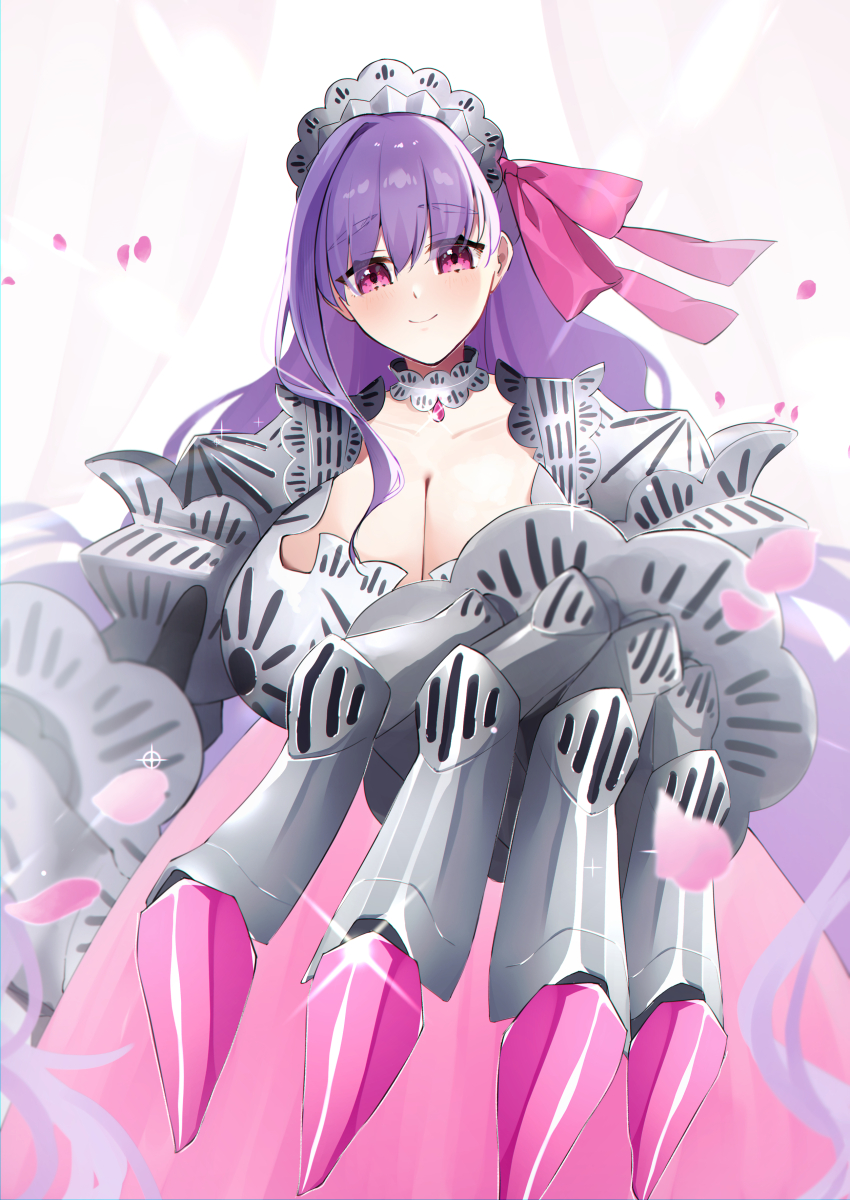 1girl, absurdres, armor, armored_dress, blush, breastplate, breasts, claw_(weapon)