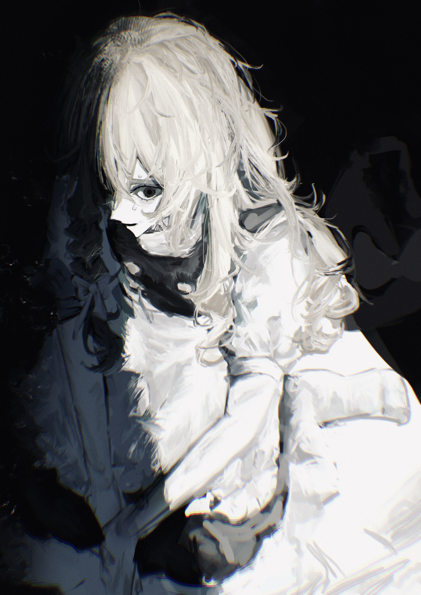 1girl, absurdres, apron, black_eyes, black_skirt, black_vest, blonde_hair, braid