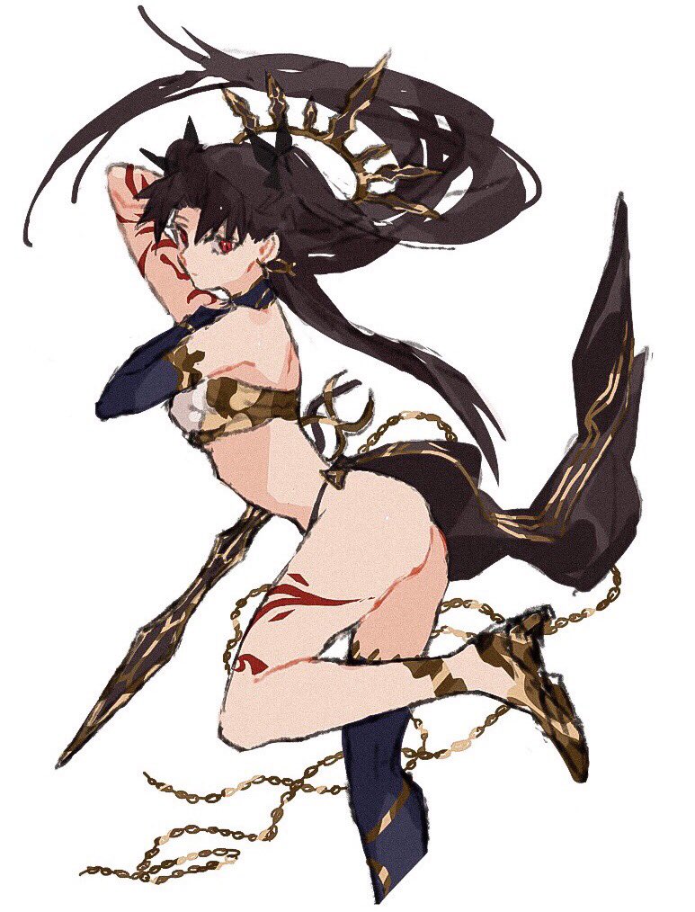 1girl, arm_tattoo, arm_warmers, asymmetrical_legwear, asymmetrical_sleeves, bikini, black_hair, breasts