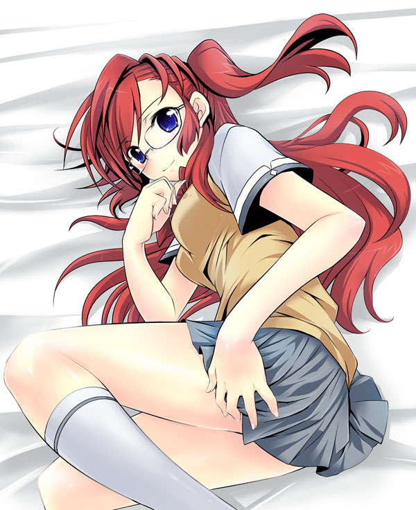 10s, 1girl, ano_natsu_de_matteru, bed, bed_sheet, blue_eyes, breasts, female_focus