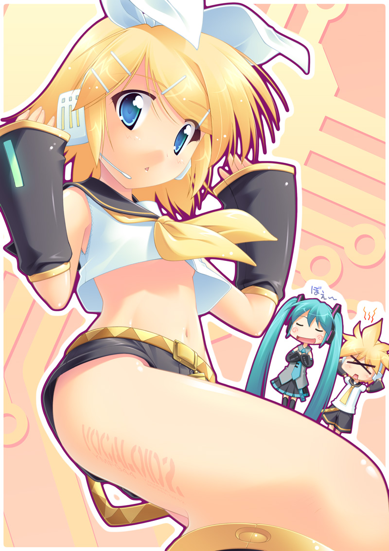 >_<, 00s, 1boy, 2girls, :d, :o, ^^^, aqua_hair