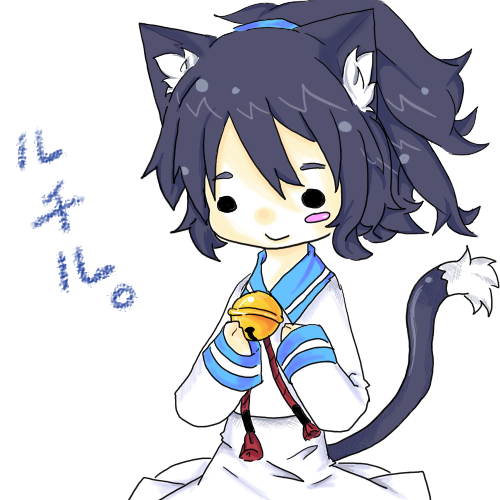 animal_ears, ball, black_hair, cat_ears, cat_tail, disgaea, lowres, makai_senki_disgaea_3