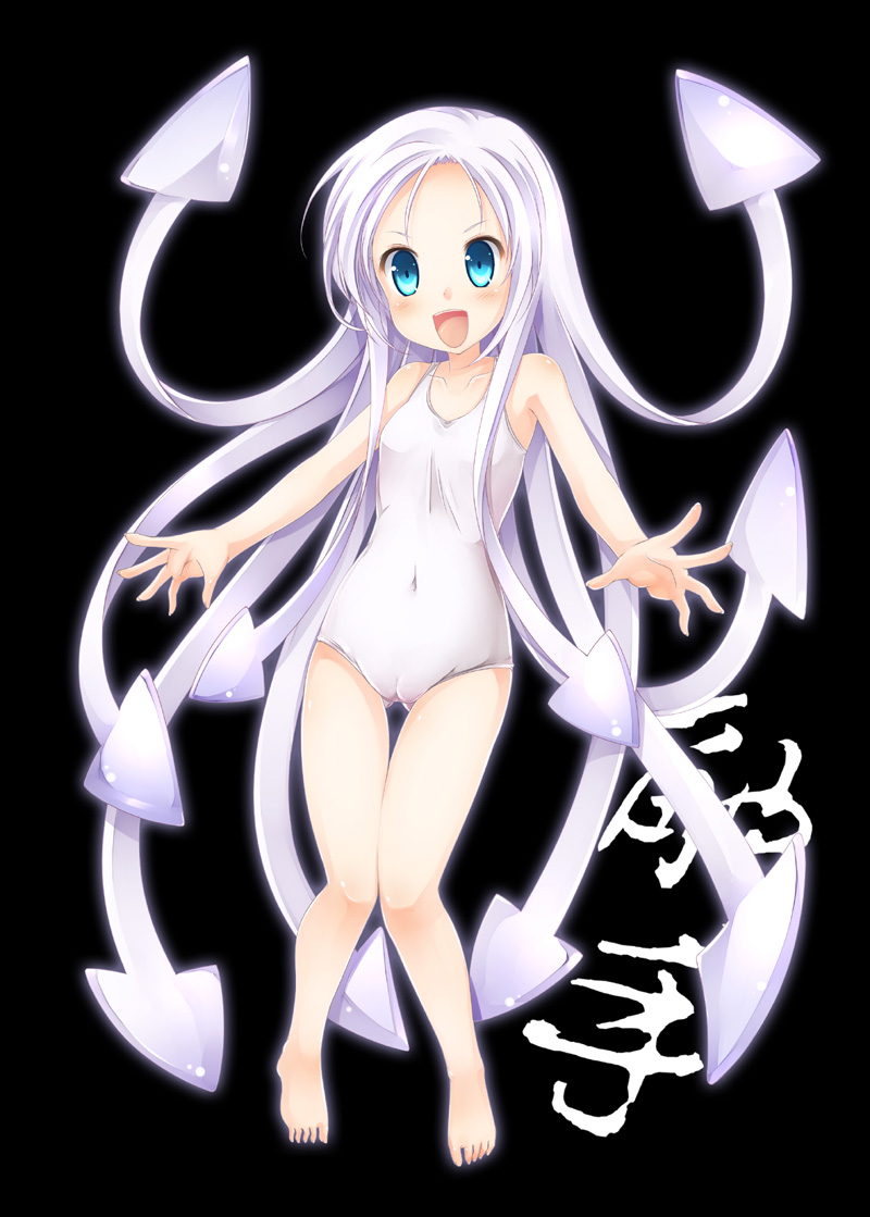 1girl, barefoot, blue_eyes, boku_wa_tomodachi_ga_sukunai, female_focus, fujimoto_akio, long_hair, look-alike