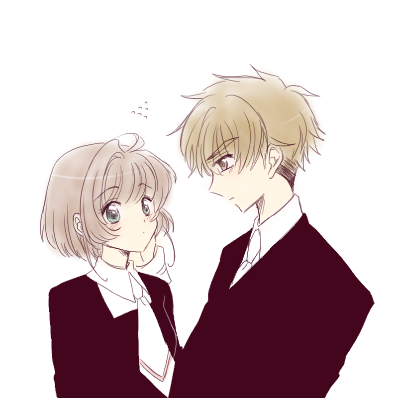 1990s_(style), 1boy, 1girl, bad_id, bad_pixiv_id, brown_eyes, brown_hair, cardcaptor_sakura