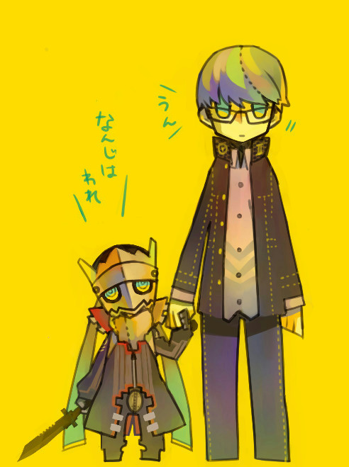 1boy, atlus, chibi, glasses, honnomusi323, izanagi_(persona_4), male_focus, narukami_yu