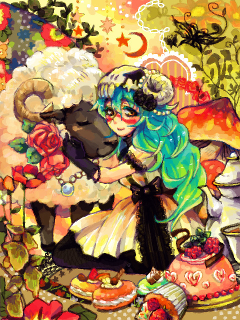 arrancar, bleach, cake, food, gloves, green_hair, midoriiro_muku, mushroom