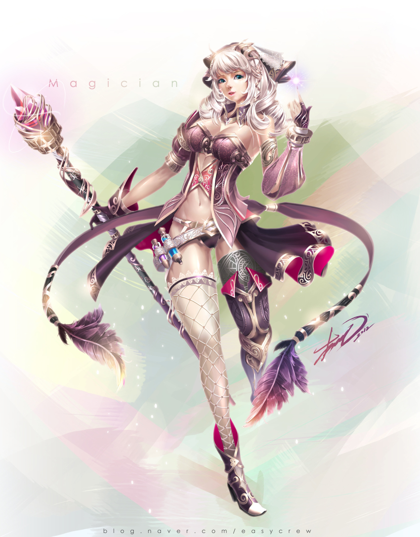 1girl, asymmetrical_clothes, bare_shoulders, belt, black_gloves, blue_eyes, boots, bracelet