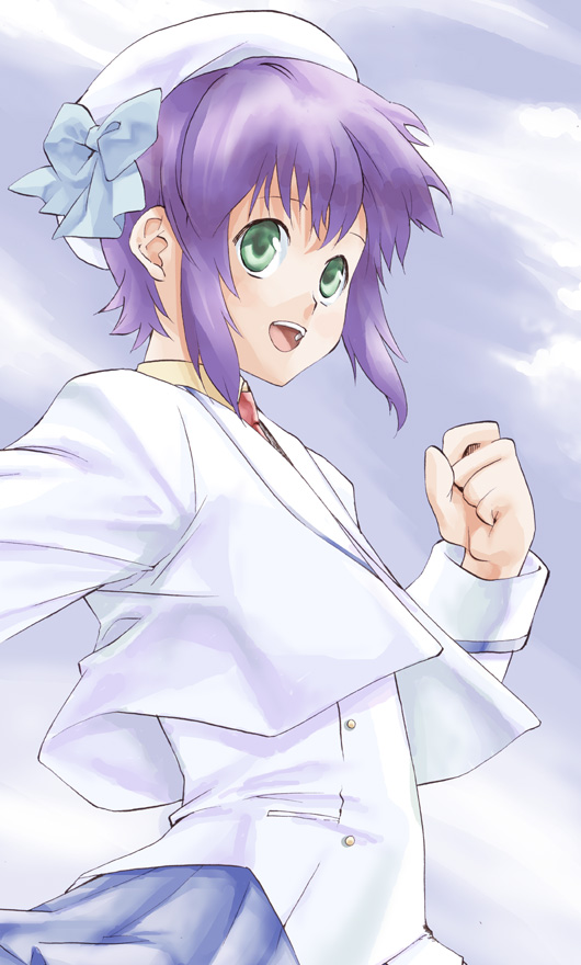 00s, beret, green_eyes, hat, night_wizard, purple_hair, shiho_elis, short_hair