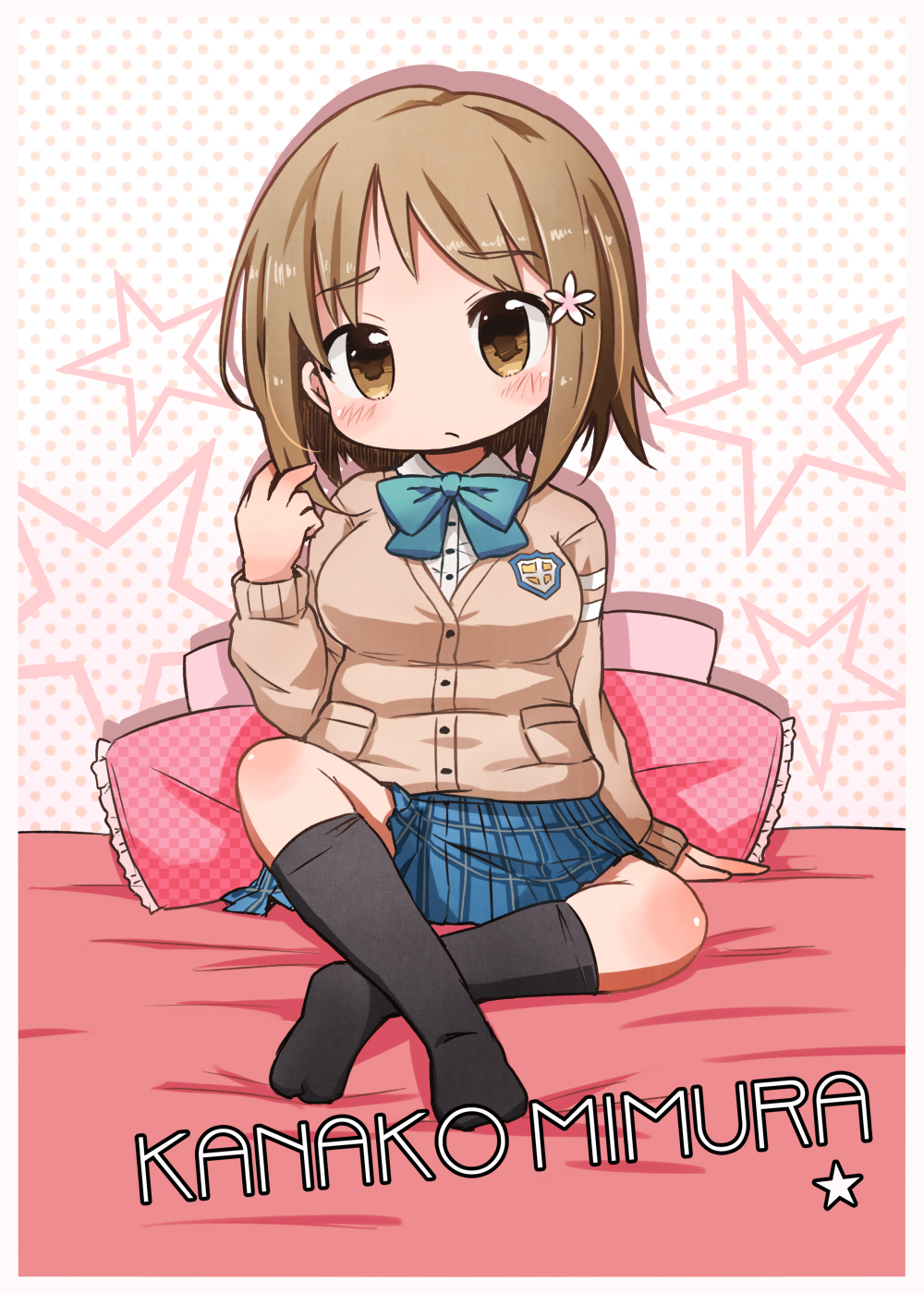 10s, 1girl, :/, adjusting_hair, bad_id, bad_pixiv_id, blush, breasts