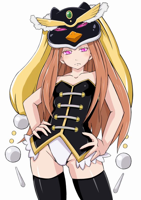 10s, 1girl, animal_hat, bare_shoulders, black_thighhighs, brown_hair, female_focus, hat