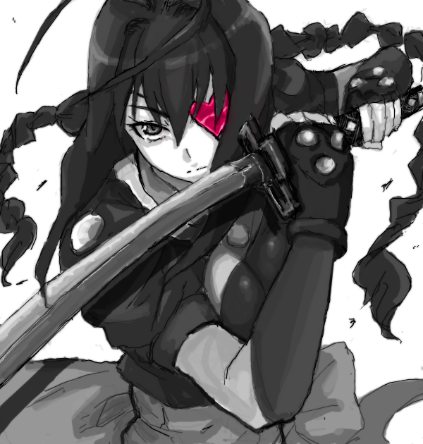 1girl, alpha_(smashbox), bad_id, bad_pixiv_id, braid, eyepatch, female_focus, jubei-chan