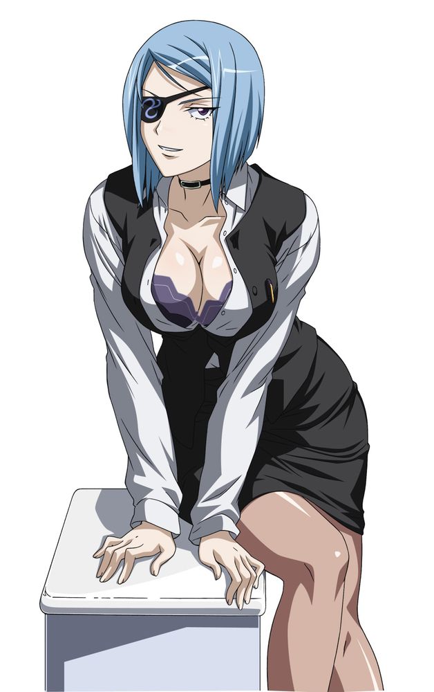 00s, 1girl, blue_hair, bra, breasts, eyepatch, female_focus, ikkitousen, lingerie, mouyuu_(ikkitousen), short_hair, solo, underwear