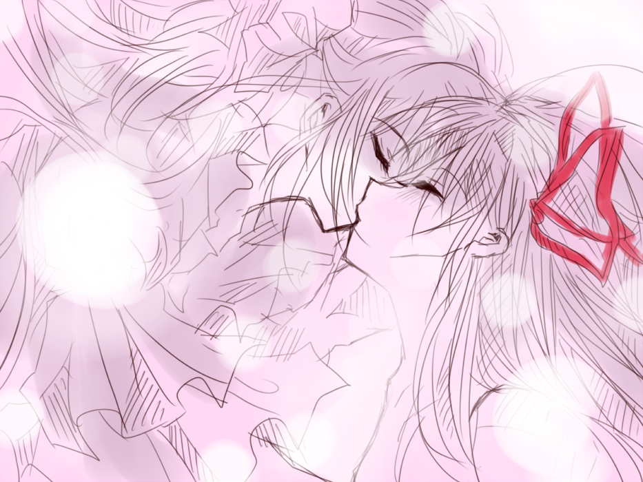 10s, 2girls, akemi_homura, closed_eyes, kaname_madoka, kiss, mahou_shoujo_madoka_magica, mahou_shoujo_madoka_magica_(anime)