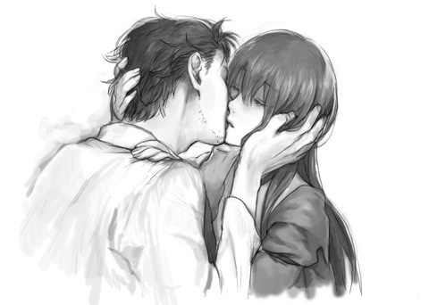 1boy, 1girl, bad_id, bad_pixiv_id, closed_eyes, couple, facial_hair, greyscale