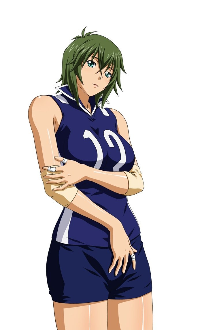 00s, 1girl, breasts, female_focus, green_hair, ikkitousen, kyocho_chuukou, short_hair