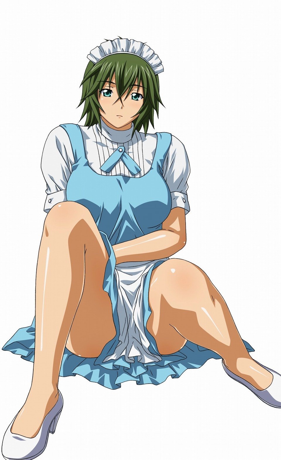 00s, 1girl, female_focus, green_hair, highres, ikkitousen, kyocho_chuukou, short_hair