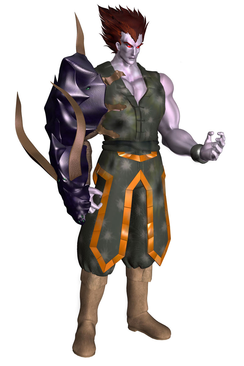 3d, colored_skin, highres, legaia_densetsu, monster, official_art, purple_skin, red_eyes