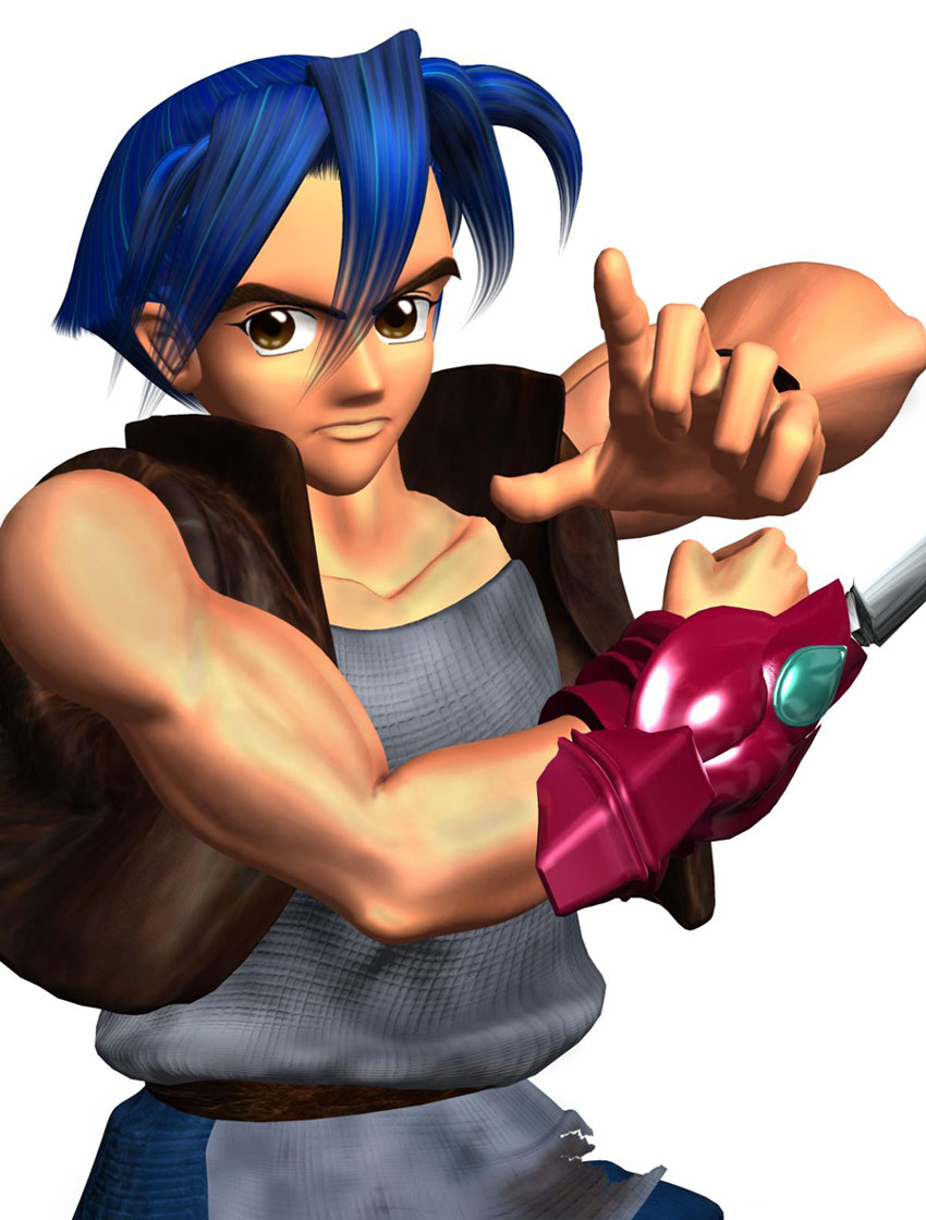 1boy, 3d, belt, blazer, blue_hair, brown_eyes, eyebrows, gauntlets
