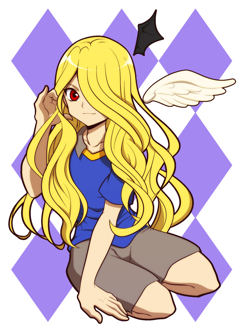 1boy, androgynous, bad_id, bad_pixiv_id, blonde_hair, full_body, gazerunowaki, hair_over_one_eye
