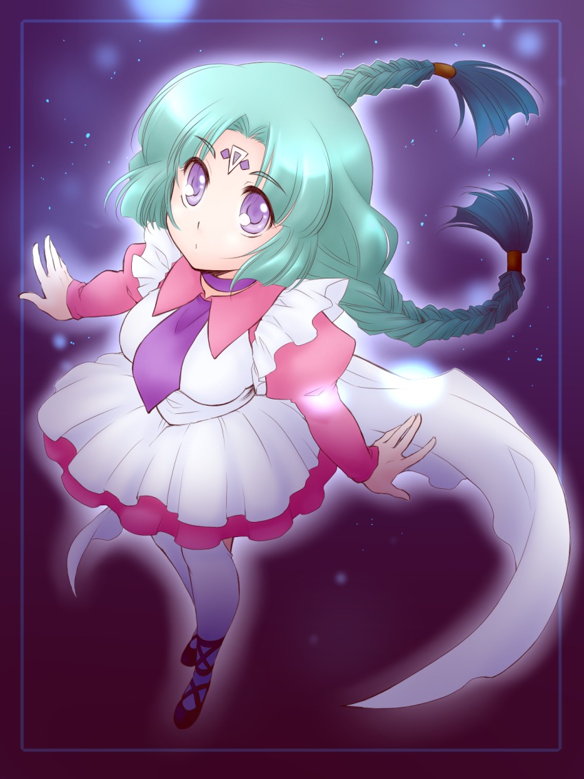 1990s_(style), 1girl, aino_yumeri, braid, canal_vorfeed, choker, dress, facial_mark