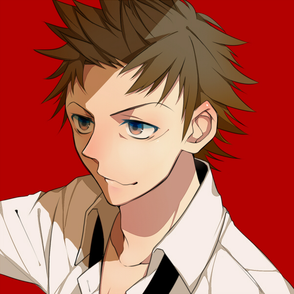 1boy, brown_hair, giant_killing, male_focus, necktie, shirt, short_hair, solo