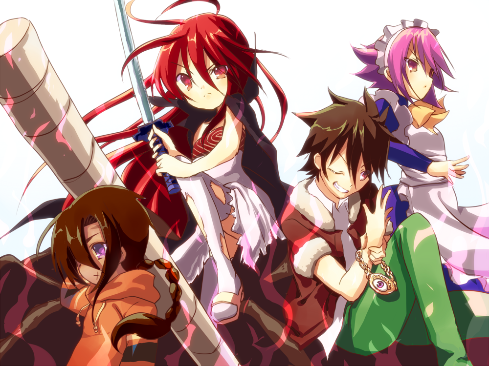 1boy, 3girls, coat, jewelry, khamsin_nbh'w, kotsu, multiple_boys, multiple_girls