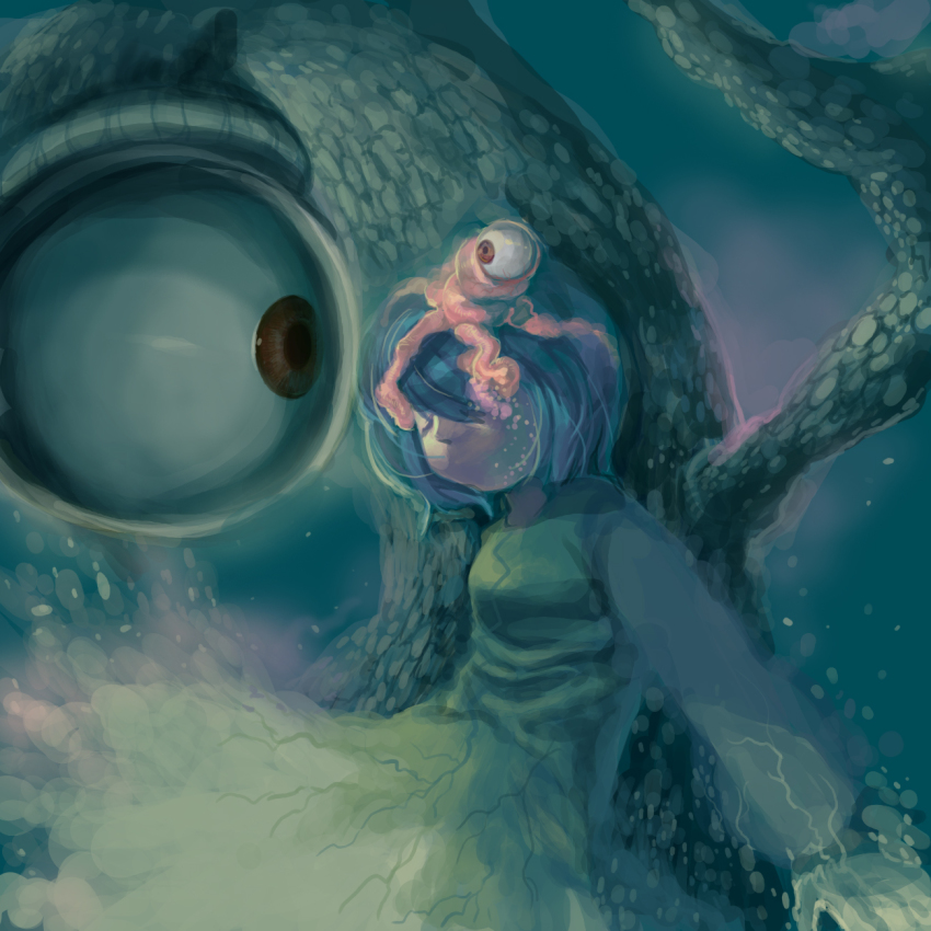 1girl, eyeball, closed_eyes, highres, original, tree, what, yojio_(2188), yomika, yume_graffiti