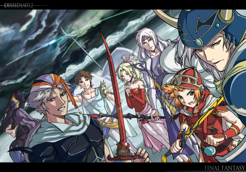 1980s_(style), 1990s_(style), 1girl, 6+boys, armor, bad_id, bad_pixiv_id, bartz_klauser