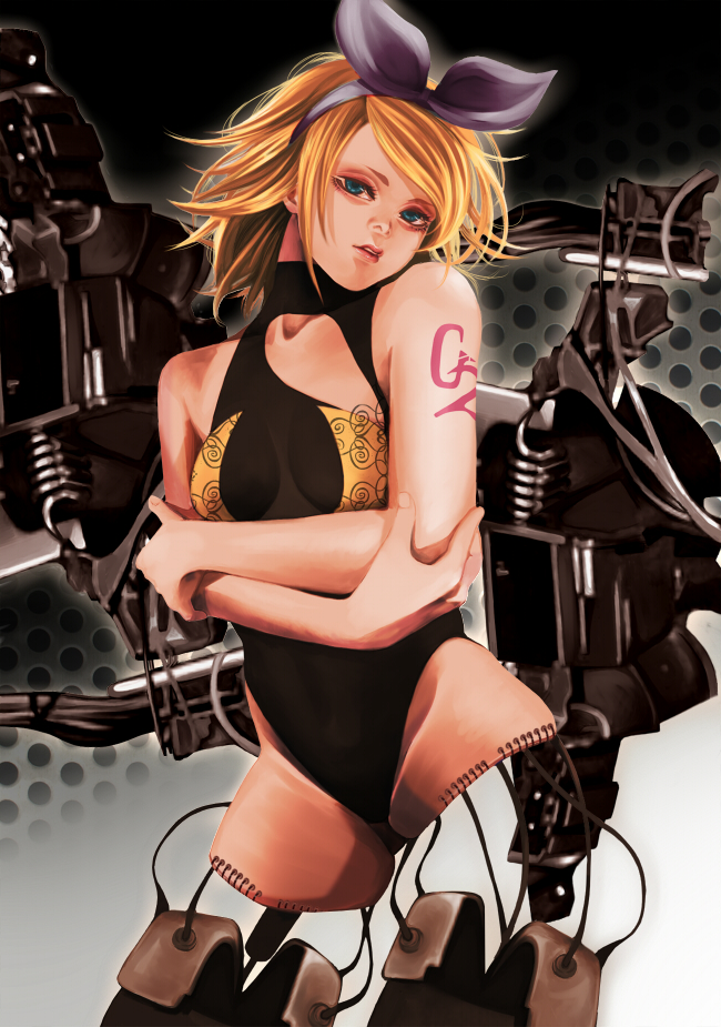 1girl, amputee, aqua_eyes, bad_id, bad_pixiv_id, bare_shoulders, blonde_hair, bow