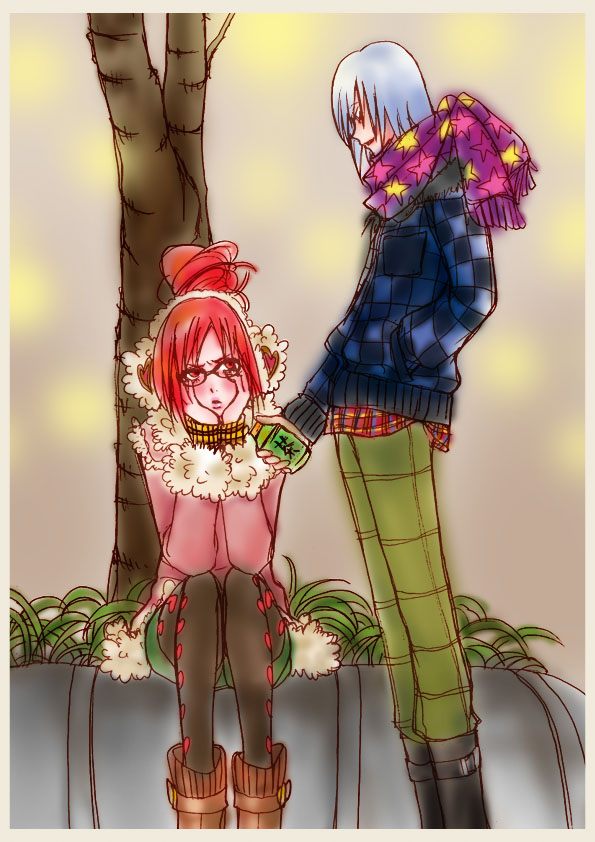 1boy, 1girl, glasses, hoozuki_suigetsu, karin_(naruto), naruto_(series), naruto_shippuuden, red_eyes