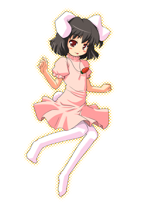 1girl, akase_rai, animal_ears, rabbit_ears, dress, female_focus, full_body, inaba_tewi