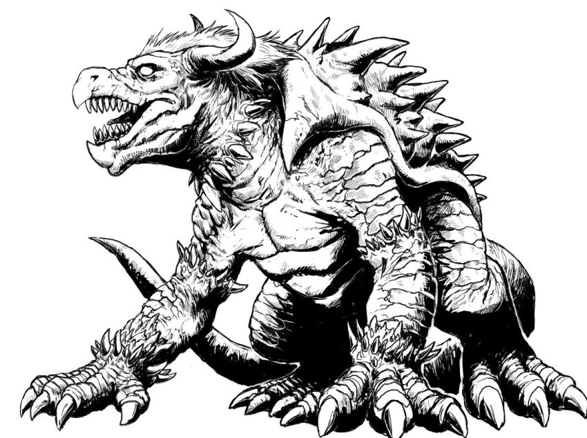 bowser, claws, epic, horns, kuroi_kazuhiro, mario_(series), monochrome, nintendo