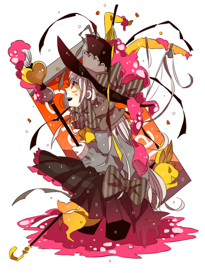1girl, bad_id, bad_pixiv_id, bow, rabbit, chocolate, facial_mark, hat