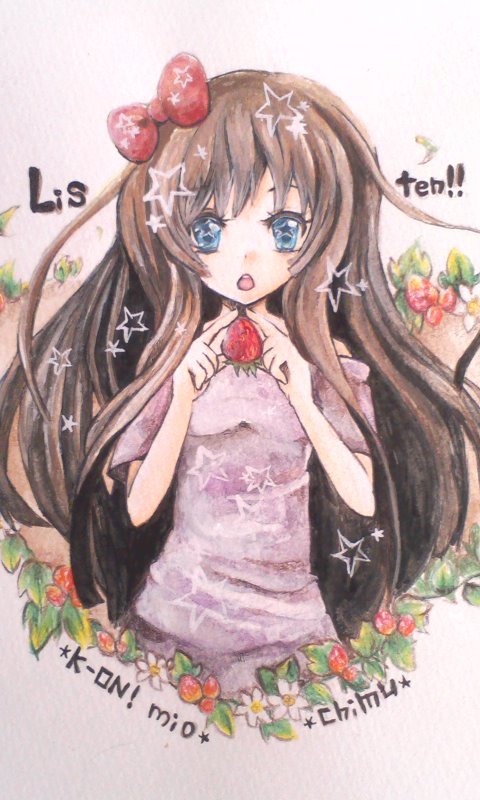 1girl, :o, akiyama_mio, alternate_hairstyle, bad_id, bad_pixiv_id, black_hair, blush