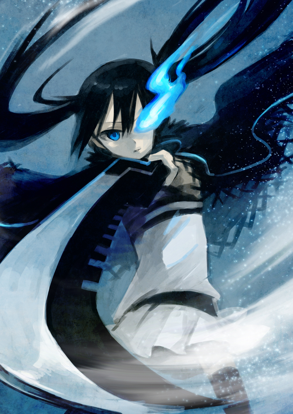 10s, 1girl, bad_id, bad_pixiv_id, black_hair, black_rock_shooter, black_rock_shooter:_innocent_soul, black_rock_shooter_(character)