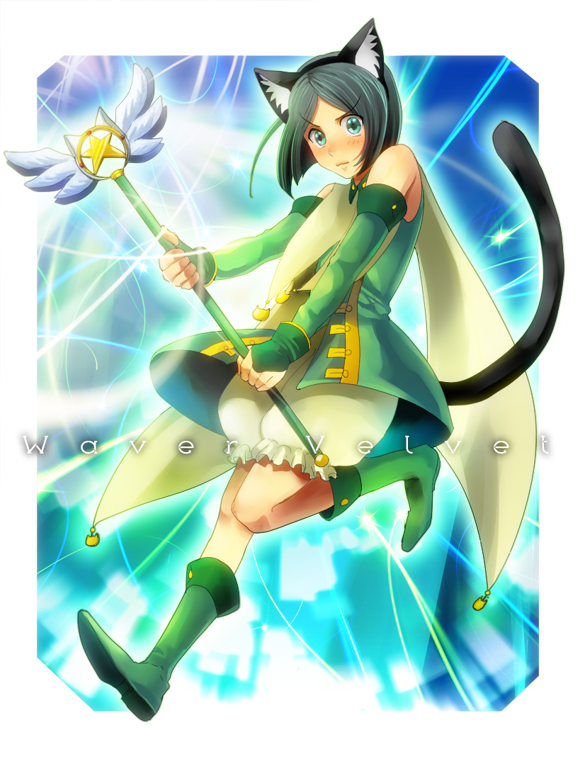 1boy, androgynous, animal_ears, aqua_eyes, bad_id, bad_pixiv_id, black_hair, blush