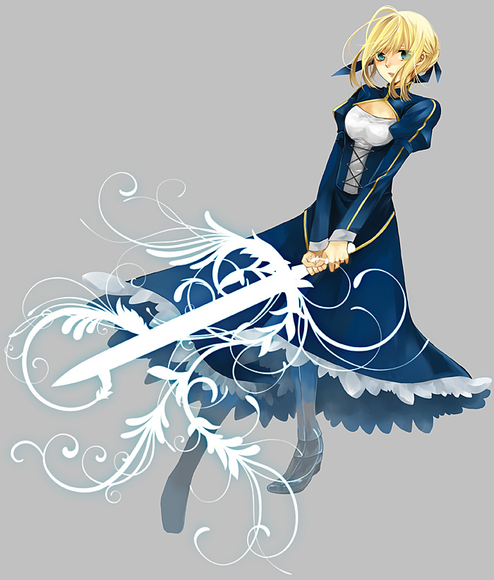 1girl, ahoge, armor, artoria_pendragon_(fate), bad_id, bad_pixiv_id, blonde_hair, dress