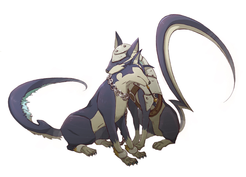 00s, armor, chain, dog, father_and_child, father_and_son, lambert, no_humans, parent_and_child, repede_(tales), tales_of_(series), tales_of_vesperia, usupin, white_background