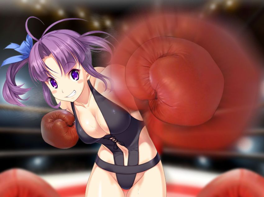 1girl, akabeko_boxing, arena, boxing, boxing_gloves, boxing_ring, breasts, cleavage