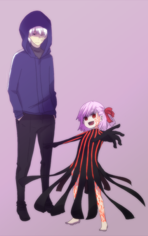 1boy, 1girl, bad_id, bad_pixiv_id, barefoot, bloom, dark_persona, dark_sakura