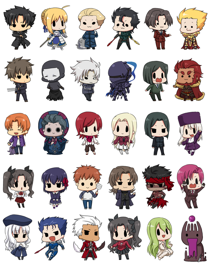 6+boys, 6+girls, :3, age_progression, aged_down, ahoge, angra_mainyu_(fate), artoria_pendragon_(fate)