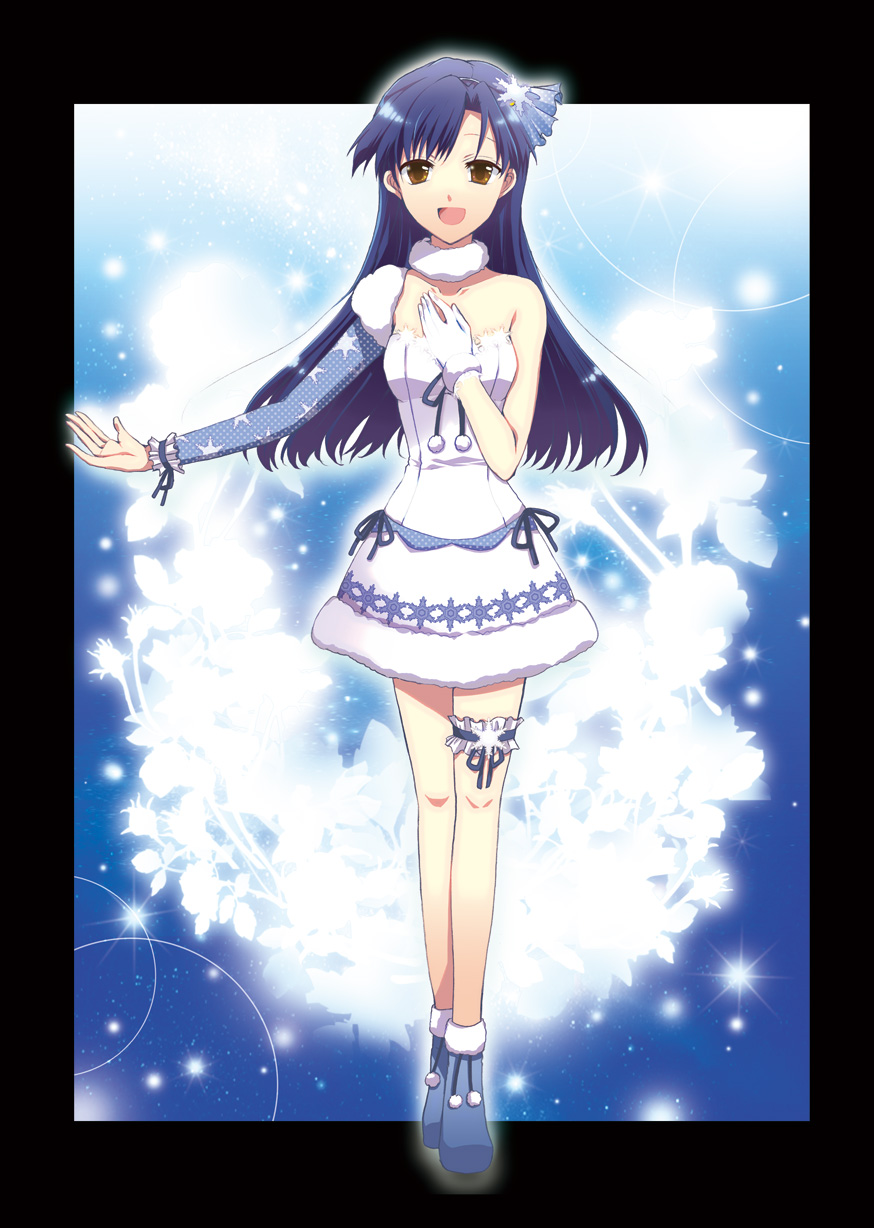 1girl, bad_id, bad_pixiv_id, blue_hair, collar, dress, female_focus, haruna_hisui