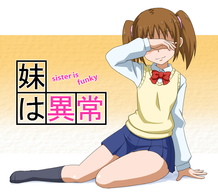 1girl, blush, bow, bowtie, brown_hair, covering_face, covering_own_eyes, covering_privates