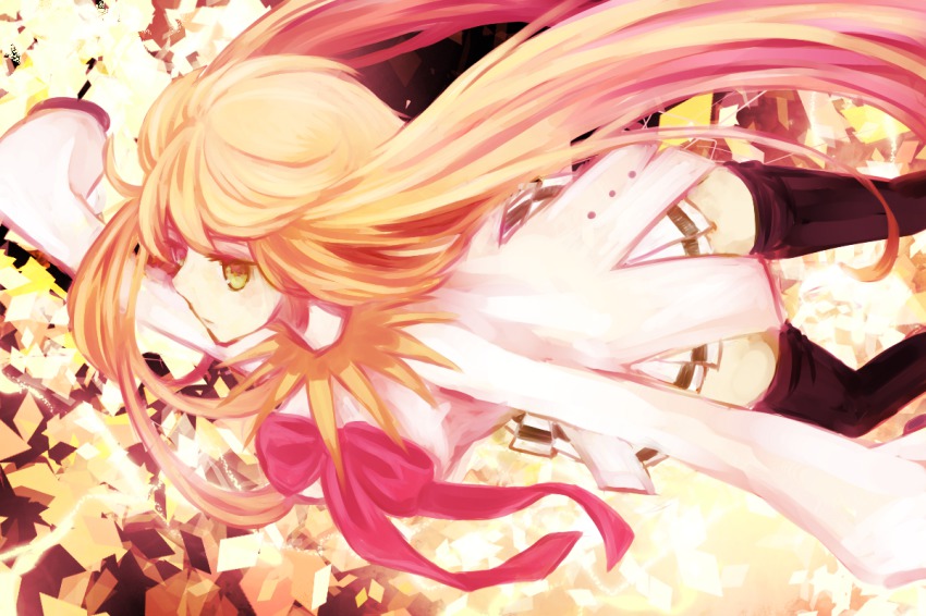 1girl, bad_id, bad_pixiv_id, blonde_hair, bow, female_focus, hatsune_miku, lemontea