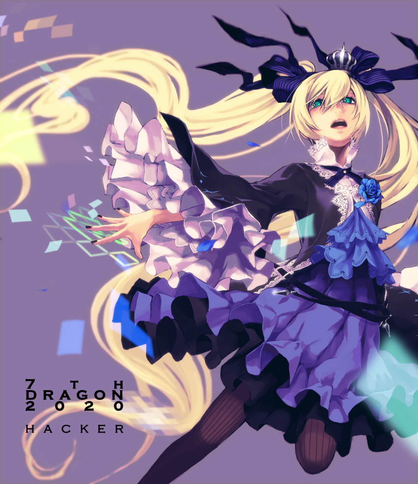 1girl, 7th_dragon, 7th_dragon_(series), 7th_dragon_2020, bad_id, bad_pixiv_id, blonde_hair, blue_flower