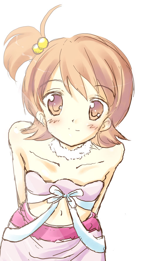 1girl, arms_behind_back, bad_id, bad_pixiv_id, brown_eyes, brown_hair, female_focus, flipped_hair