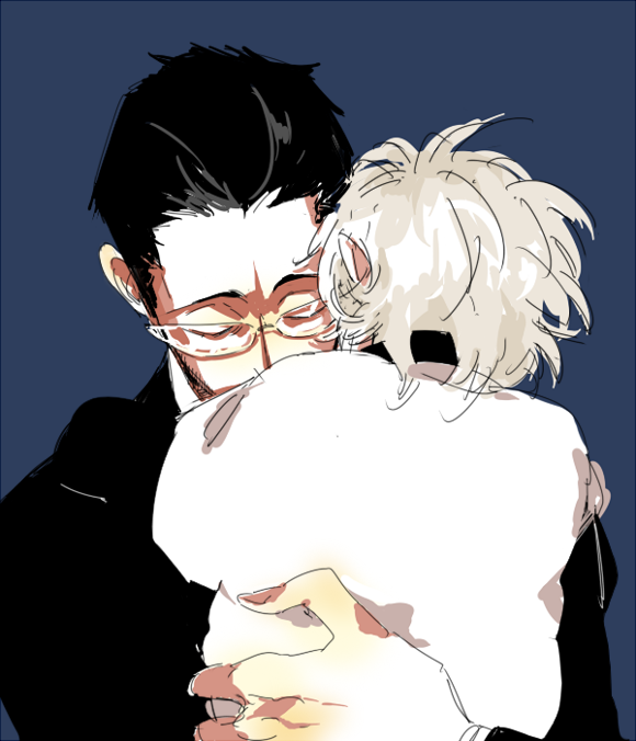 2boys, aroi_(euza), bad_id, bad_pixiv_id, black_hair, closed_eyes, formal_clothes, gotoh_(hunter_x_hunter)